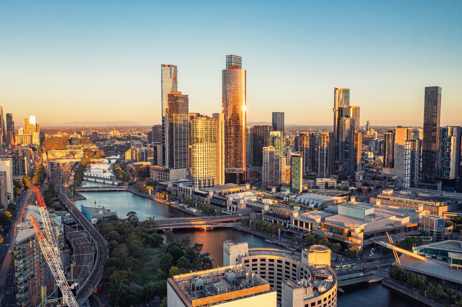 Melbourne city skyline along the Yarra River