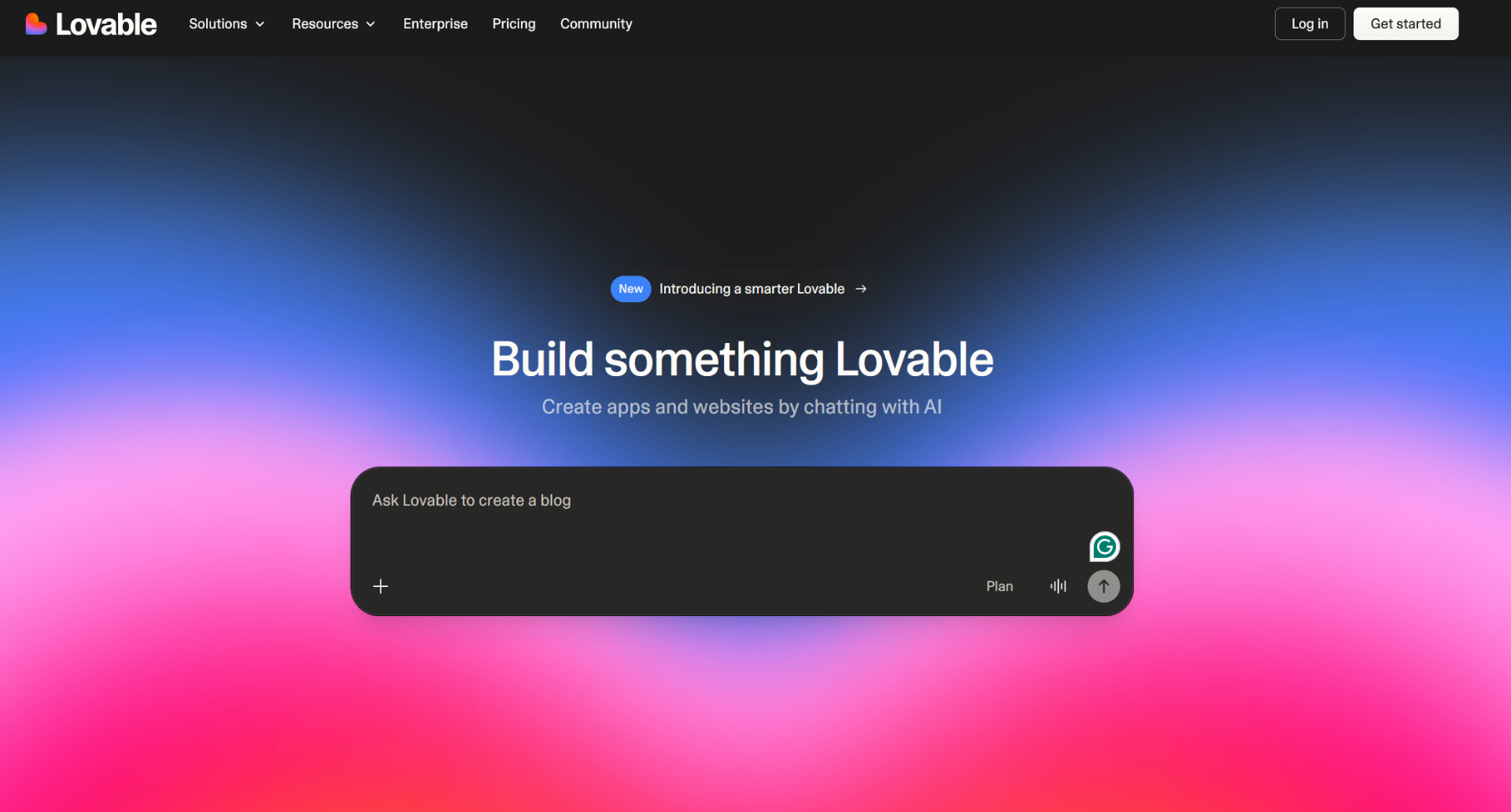 Lovable AI website builder interface